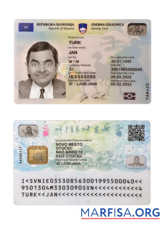 Realistic Slovenia ID Card 2023 Present example